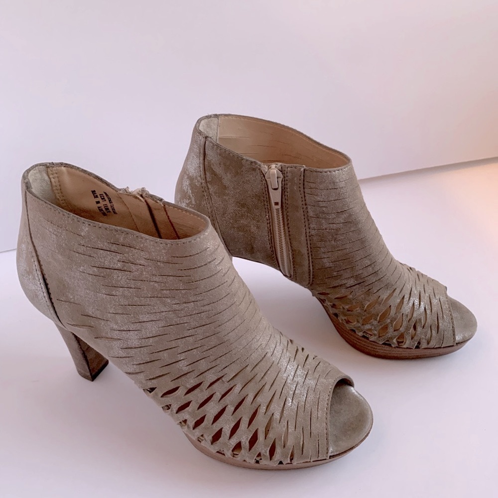 Paul Green Metallic Peep Toe Perforated Bootie - Picture 4 of 8